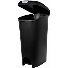 Black 12 Gallon Slim Kitchen Trash Can with Locking Lid and Step Pedal