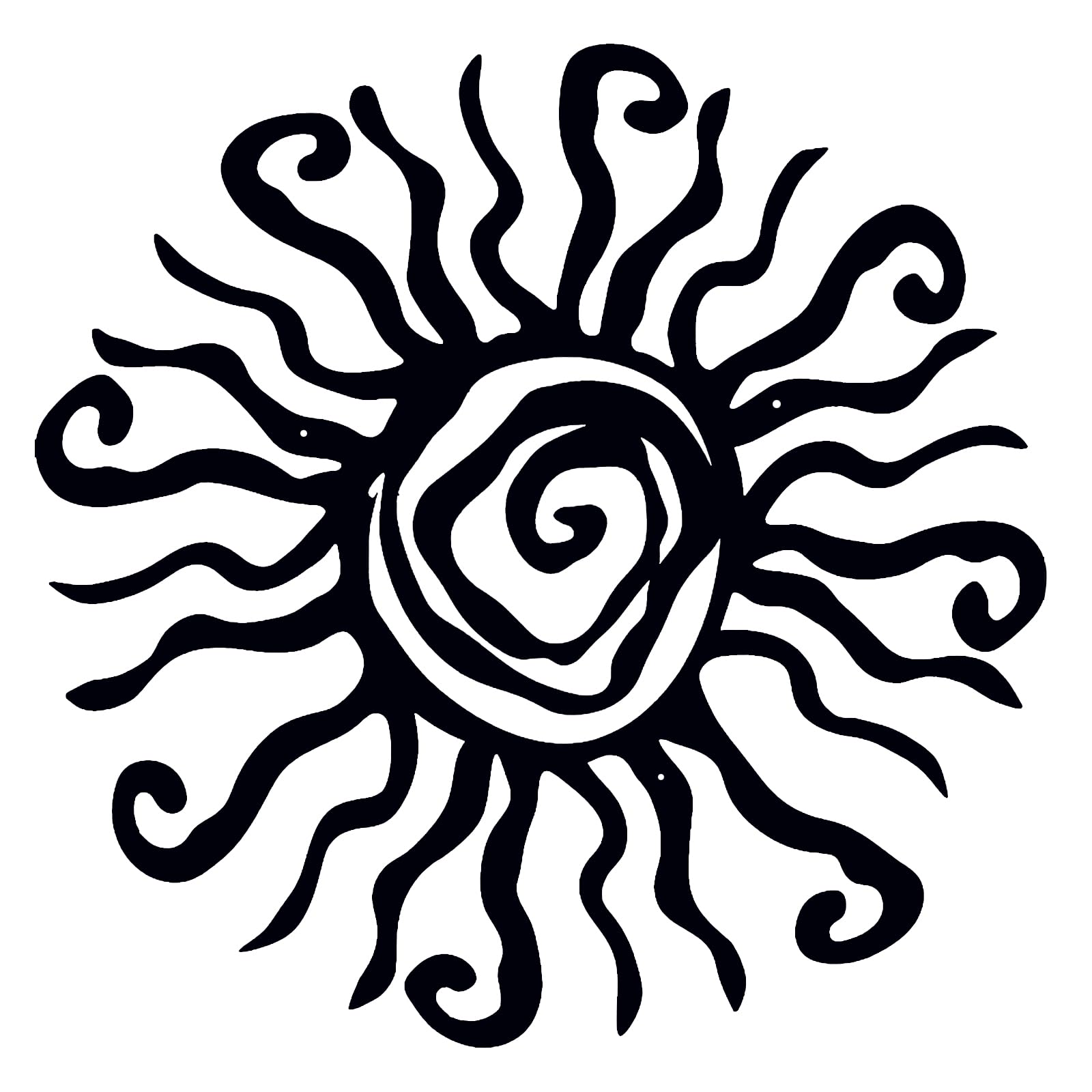 Huspox 40cm Wacky Sun Metal Wall Art Indoor Outdoor Decor - Black Rust Proof Wall Sculpture - Hanging Wall Art Ideal for Bedroom Garden Home Patio and Farmhouse