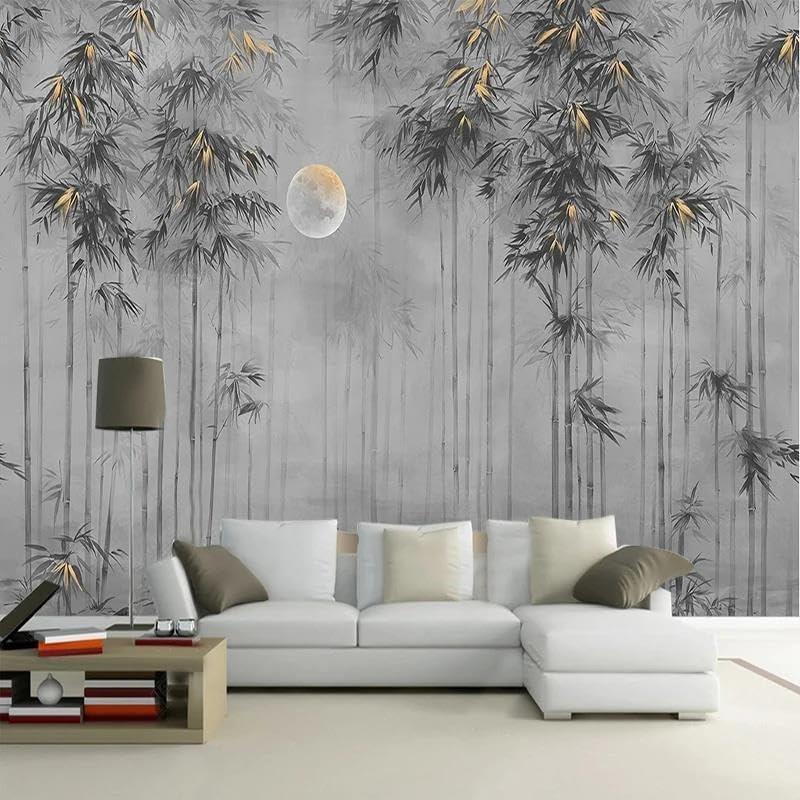 Décoration murale lune de forêt en bambou pour chambre