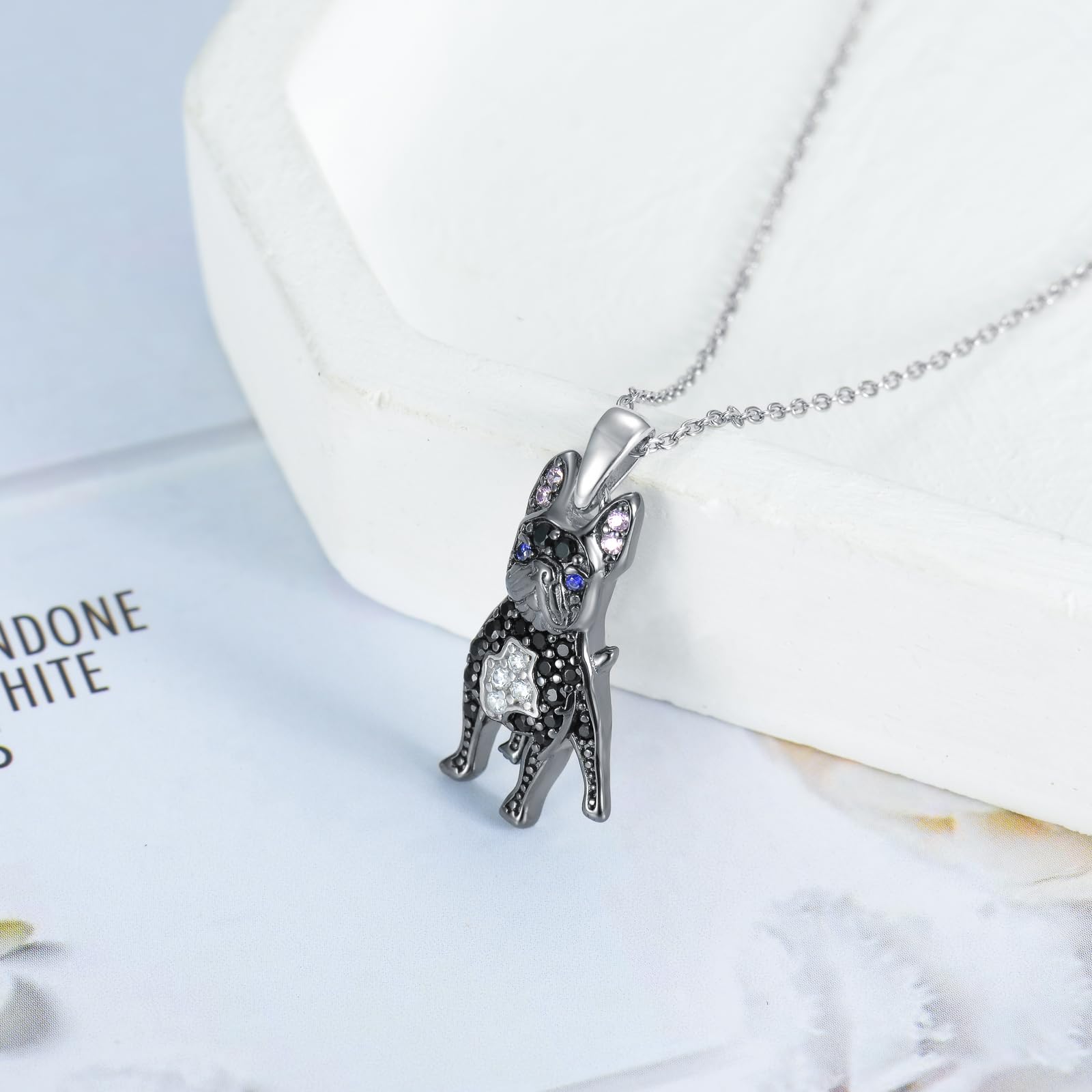 Dog Necklaces 24 Breeds of Dogs Necklaces S925 Sterling Silver Dog Pendant Black French Bulldog Dog Necklace for Women Girls gifts -UK - Image 3
