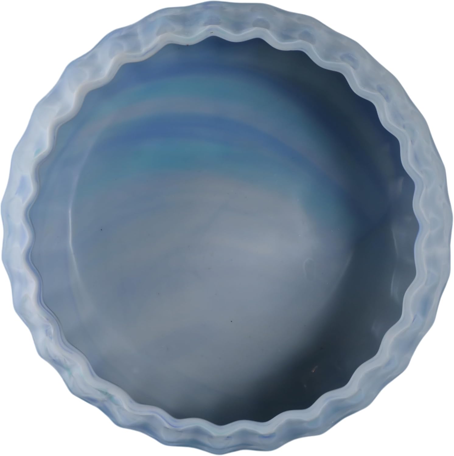 Decorative Carved Glass Bowl for Coffee Table Accent - Elegant Centerpiece Table Decorations for Home Accents and Kitchen Counter Display - Ideal Table Bowl for Keys or Candy - 5", Blue & White