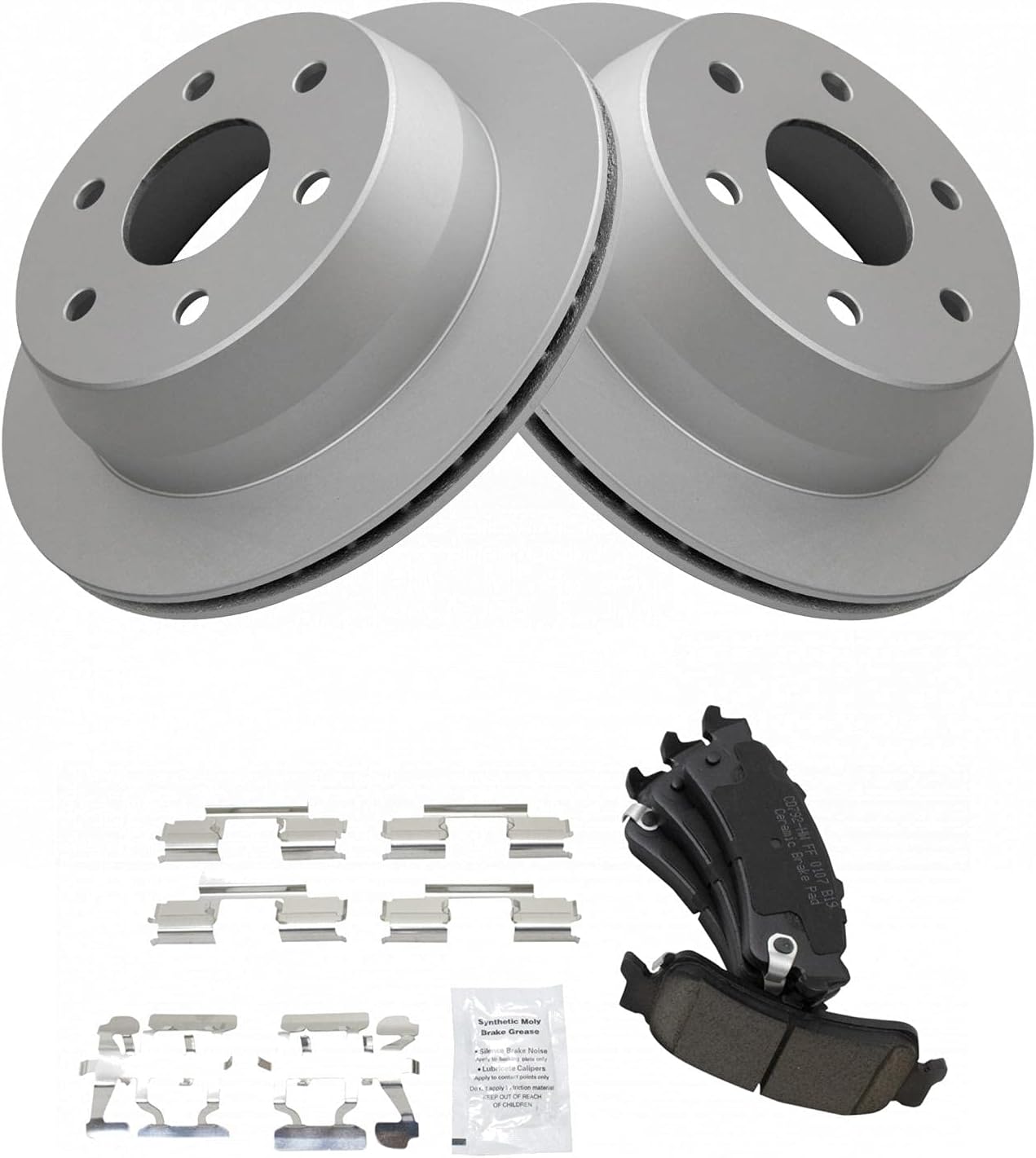 TRQ Rear Ceramic Brake Pads & G-Coated Rotor Kit for GM Truck New
