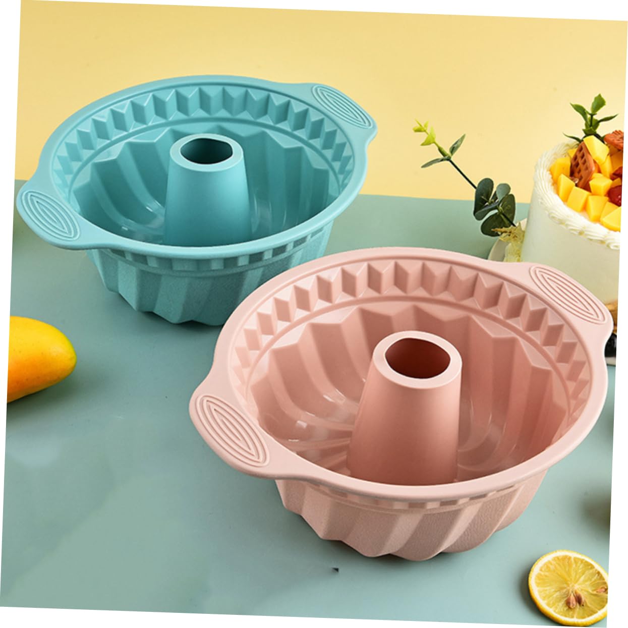 UKCOCO 3piezas Molde De Silicona para Tartas Redondas Molde Antiadherente para Repostería Casera De Silicona Acanalados para Hornear para De Tubo y Capacillos
