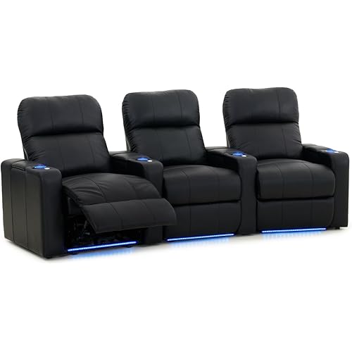 Octane Turbo XL700 3 Seater Curved Bonded Leather Home Theater Seating
