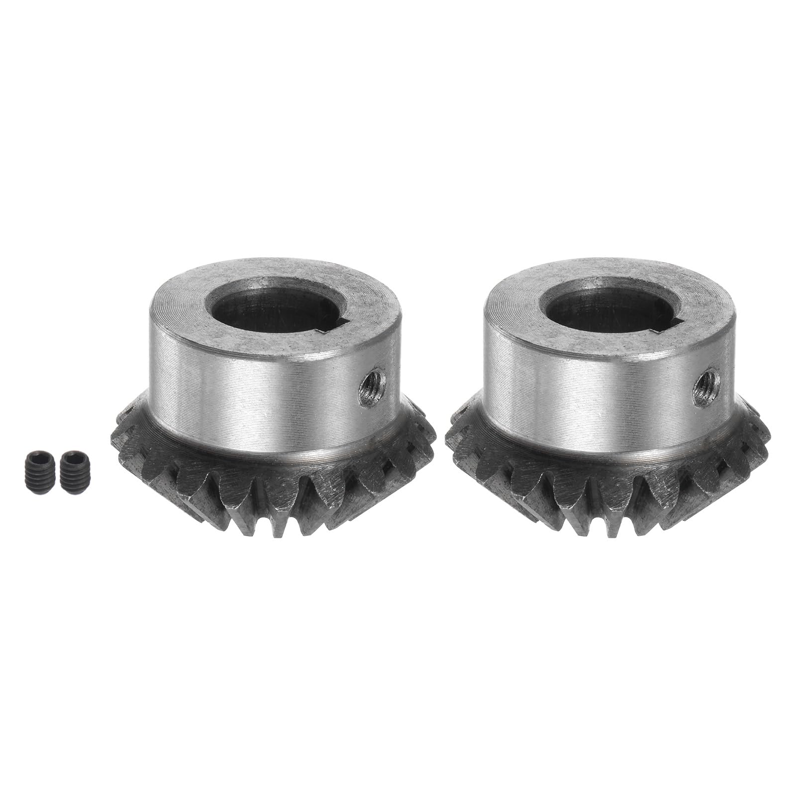 HARFINGTON 2pcs Bevel Gear 2M 20 Teeth 16mm Shaft Hole 1:1 Tapered Bevel Pinion Gear 45# Steel 2 Module 90 Degree Steering Gear, for Hardware Mechanical Rotation, with 5mm Keyway