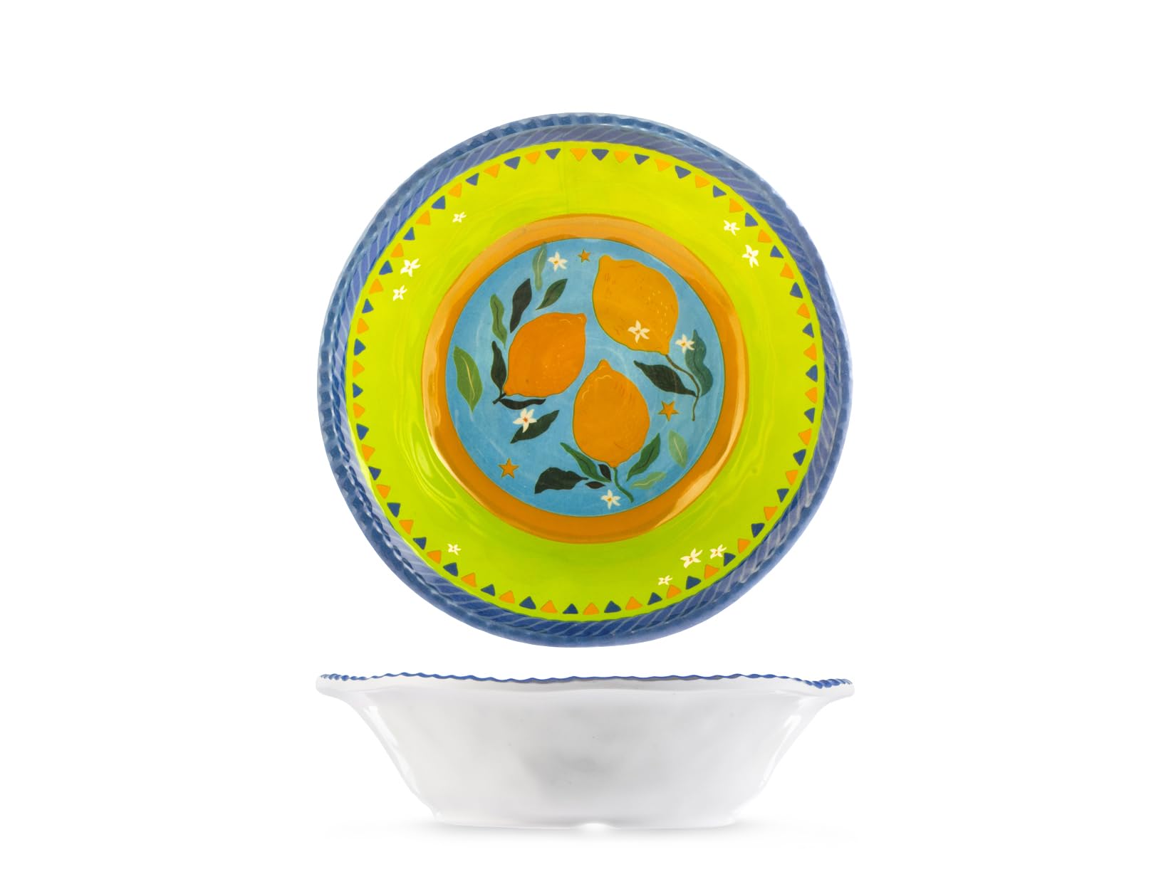 H&H Lot de 6 assiettes creuses Gipsy Ø20 cm – Assiettes en mélamine décorées, résistantes et légères, lavables au lave-vaisselle, max 70 °C – Idéales pour une utilisation quotidienne en extérieur