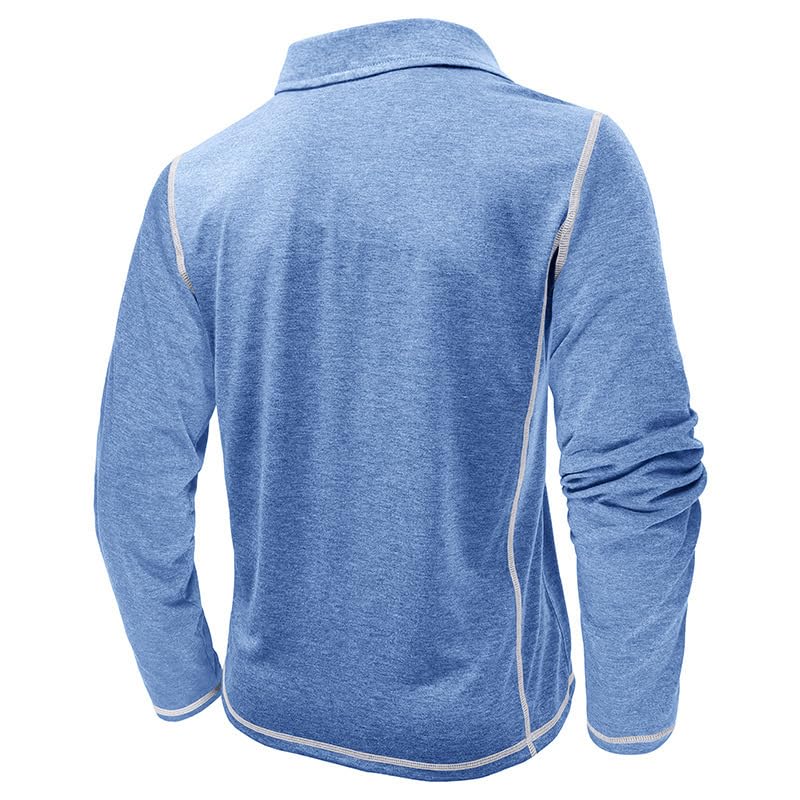 Men's Casual Long Sleeve Polo Shirts Collared Button Cotton T-Shirt Classic Stylish Golf Shirt with Pocket3