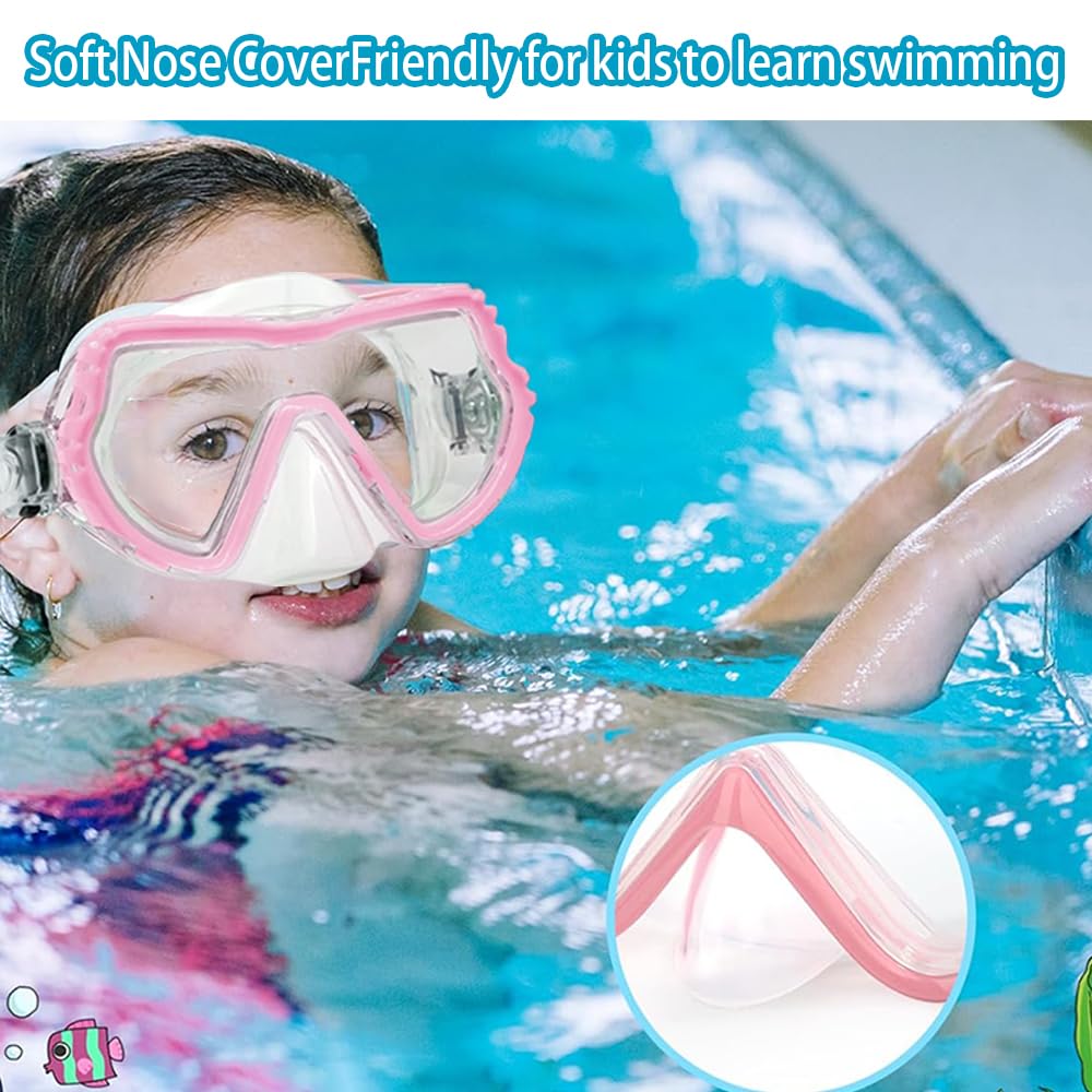 Roysmart Lunettes De Plongée Enfants - Masque Anti-Fuite Silicone, Verre Trempé, Réglable Garçons Filles