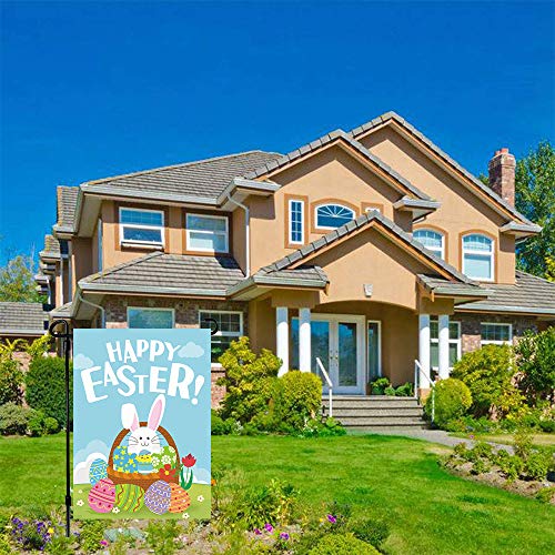 Ptfny Happy Easter Day Garden House Flags Double Sided 12 X 18 Inch Easter Yard Flag Bunny Rabbit Cute Egg Decorative Outdoor Yard & Home Decorations #TOP5