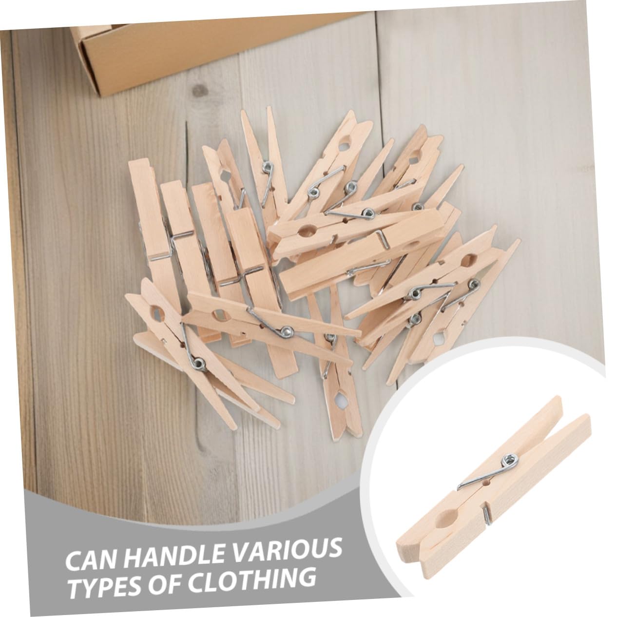 Mollette in Legno Beige 150 Pezzi, Clip Antivento Minimal | Formato Compatto Portatile, Stile Essenziale, per Bucato e Appendere Foto in Interno O'aperto