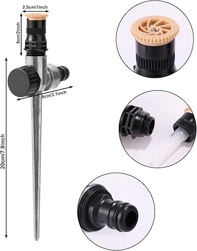 Miniatura 2 de Aspersor de metal, cobertura ajustable de 360 grados, rociador de metal para jardín, accesorio práctico para césped, jardín, patio, patio, riego de