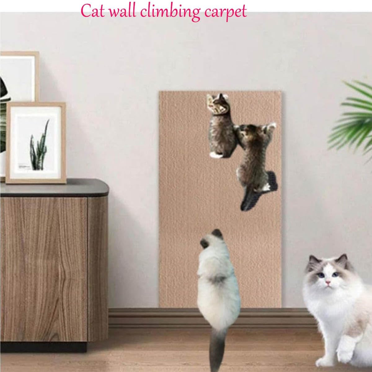 review Asisumption Cat Scratching Mat, Climbing Cat Scratcher Mat, Self-Adhesive Cat Scratching Board, DIY Cat Scratching Pads for Couch Furniture Wall (Beige, 15.7 * 39.3in)