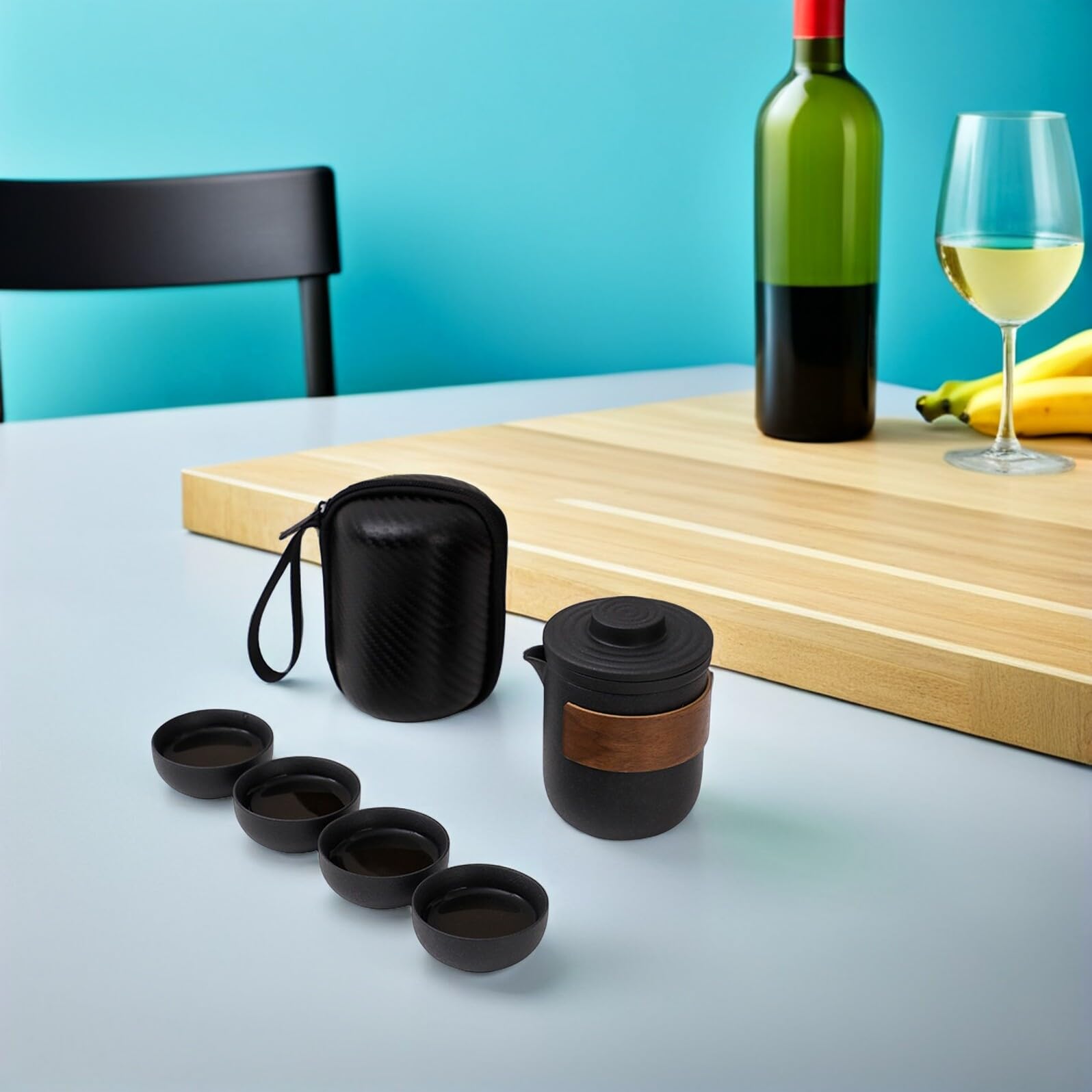 Porzellan Teekanne mit Tassen für Gongfu Tee Zubereitung Tragbar für Reisen Büro und Zuhause Asiatisches Keramik Tee Service für Teeliebhaber