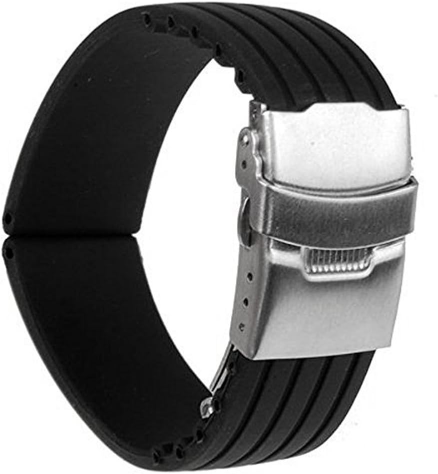 Mokingtop® New 22mm Waterproof Silicone Rubber Watch Strap Band Deployment Buckle