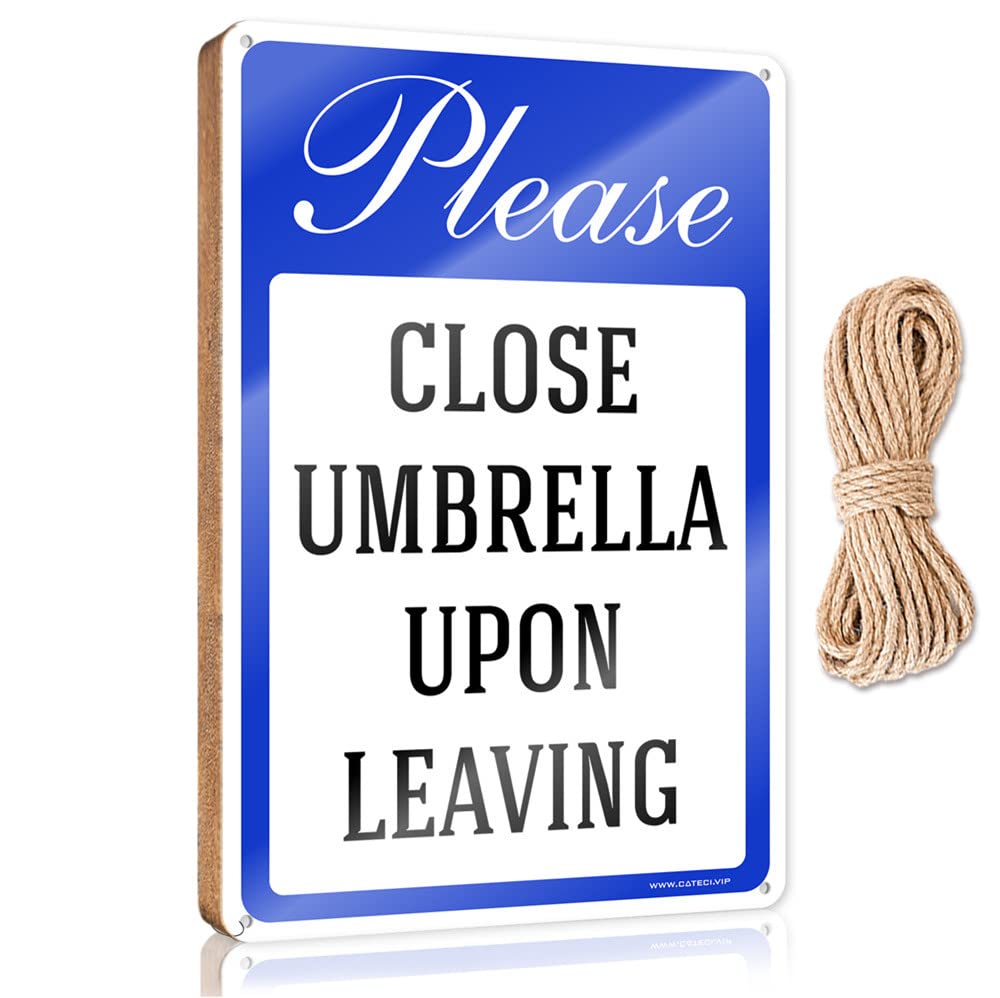Yyhleh Men's One Color Hanging Plaque Sign Please Close Umbrella Upon Leaving Wooden Sign(20X30cm)