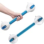 LEVERLOC Grab Bar for Seniors, 17 Inch 2 Pack Suction Grab Bars for Bathtubs and Showers, Shower Handles for Elderly Suction Bathroom Safety Grip,Removable Drill Free Waterproof, Blue