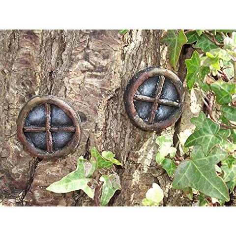 Pair of Round Stone Fairy Windows Perfect to accompany your fairy door or add to your fairy garden Cover