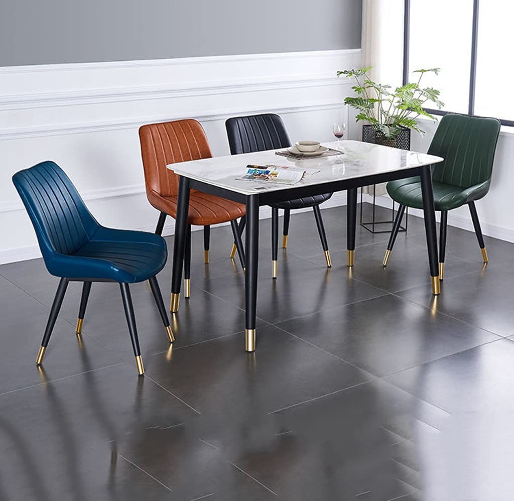Set di 6 eleganti sgabelli da cucina/Esszimmer con gambe in metallo, cuscini e schienale in PU (arancione, nero, oro, piedi)