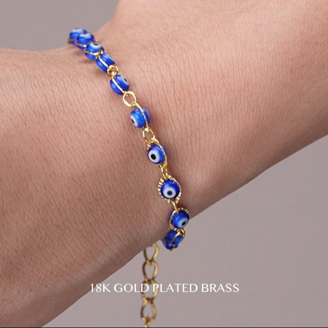 Bracciale con ciondolo anti-malocchio in cristallo naturale Olivenorma