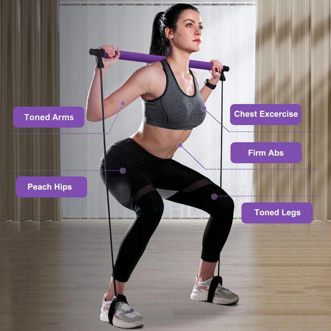 Fitness Yoga Barra Pilates Reformer, Barra tonificación portátil, Equipo Yoga, Palo Ejercicio, Fitness en casa