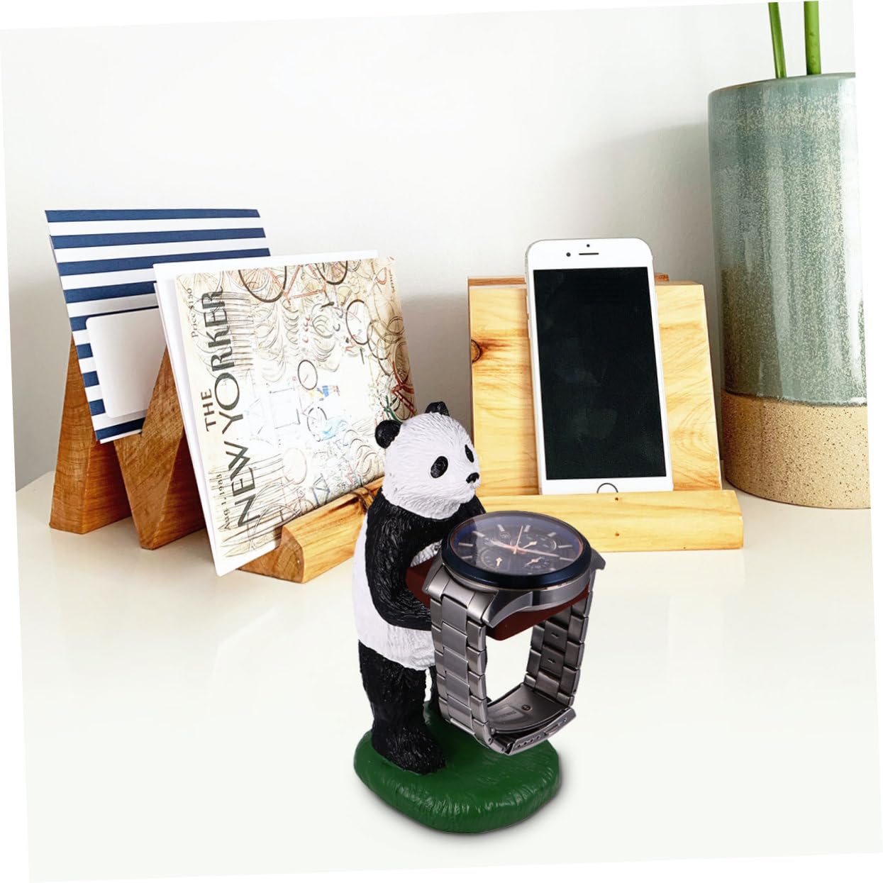Beavorty Espositore Supporto Resina a Orologi Panda e da in Forma Polso Conservazione e Display Orologio Casa e Negozio