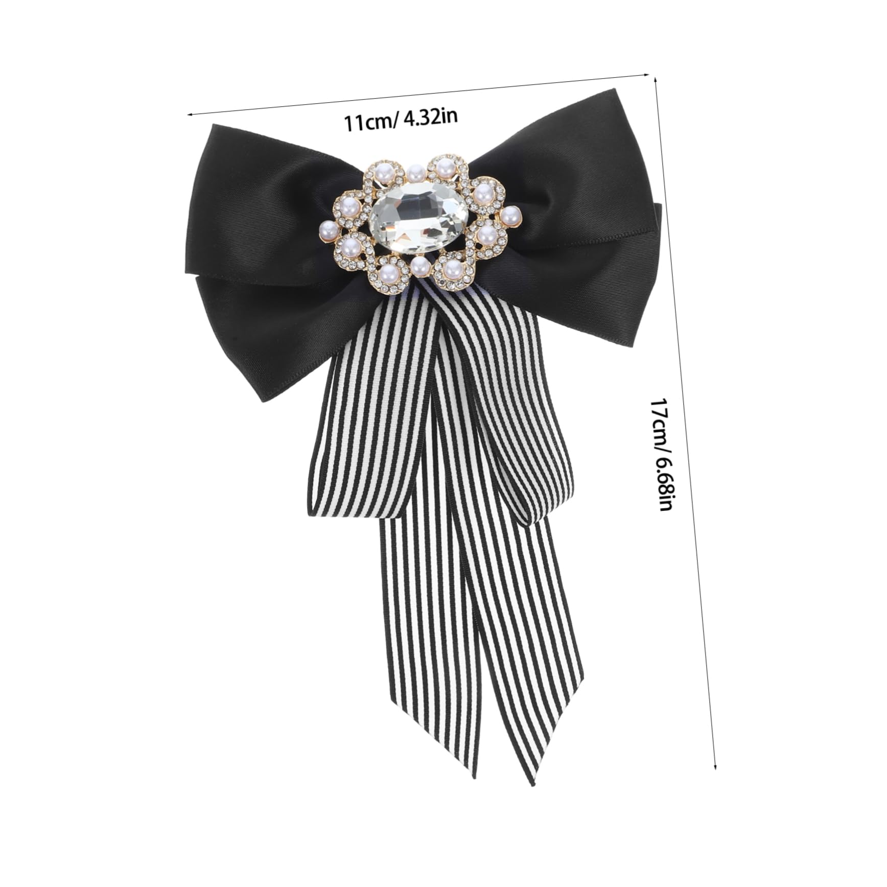 VANZACK Pre-tied Bow Tie for Women Black White Neck Tie Dress Accessory Rhinestone Pearl