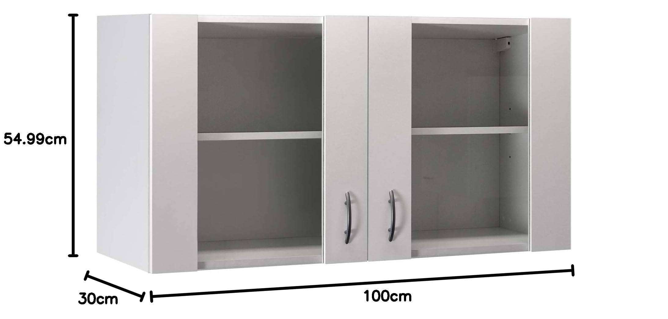 Glas-Hängeschrank UNNA - Oberschrank vielseitig einsetzbar - 2-türig - Breite 100 cm - Weiß