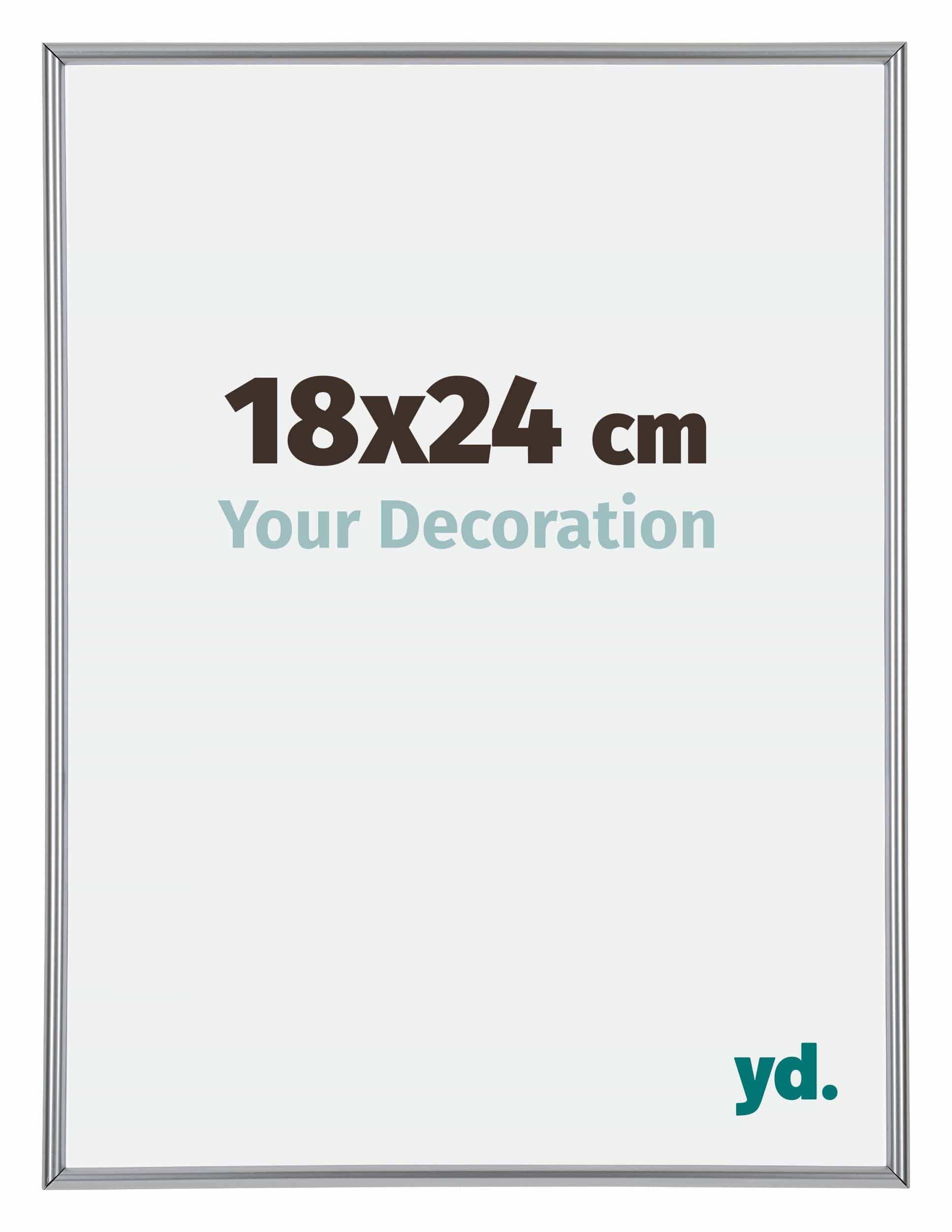 Your Decoration - Picture Frame 18x24 cm - Silver High Gloss - Decorative Wall Frame in Plastic with Antireflection - Frame 18x24 - Annecy