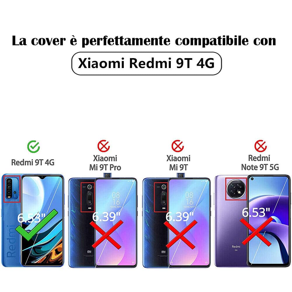 Mixroom - Cover Custodia Case In TPU Silicone Morbida Sfondo TrasPARENTe Per Xiaomi Redmi 9T 4G Fantasia Iniziali Lettera F con fiori
