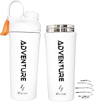 Vista 12 de Ozizo Botella agitadora de acero inoxidable con 2 resortes, taza agitadora aislada para mezclas de proteínas, 20 onzas, negro