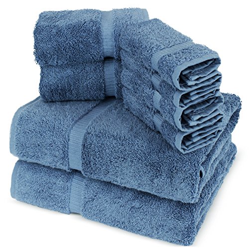 Towel Bazaar Premium Turkish Cotton Super Soft And Absorbent Towels (8-Piece Towel Set, Wedgewood) #TOP2