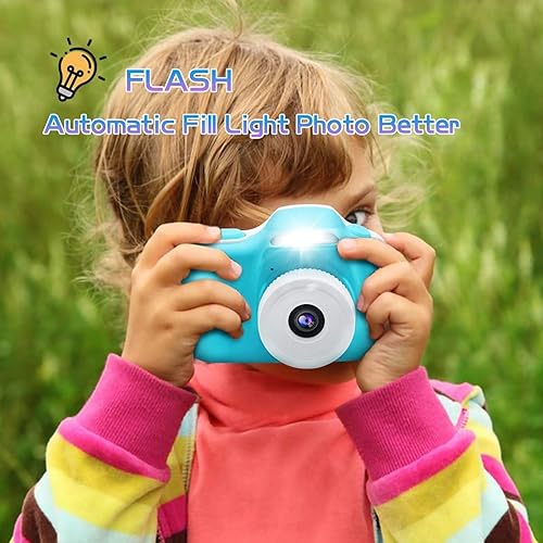 Miniatura 3 de Cámara con flash para niños de 3 a 9 años, cámara digital de video selfie de doble lente frontal y trasera para niños en edad preescolar, regalo de