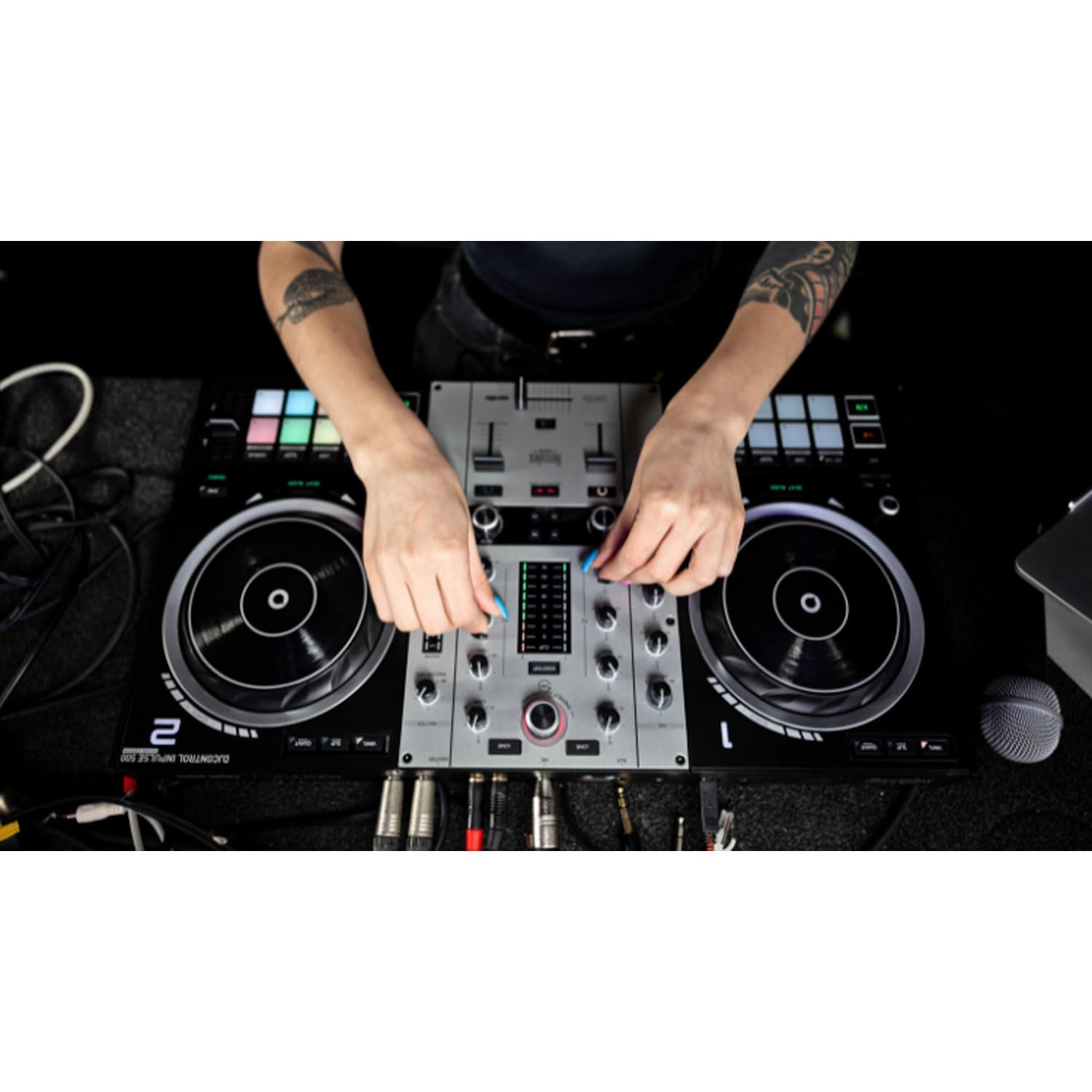 Hercules DJControl Inpulse 500 - Controlador USB para DJ (2 cubiertas, edición plateada, 42 cajas y gamuza de microfibra)