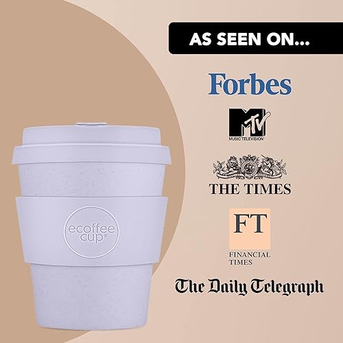 Miniatura 5 de Ecoffee Cup Taza de café reutilizable de 8 onzas, ecológica, 100% a base de plantas, con tapa y funda de silicona, sin melamina y biodegradable,