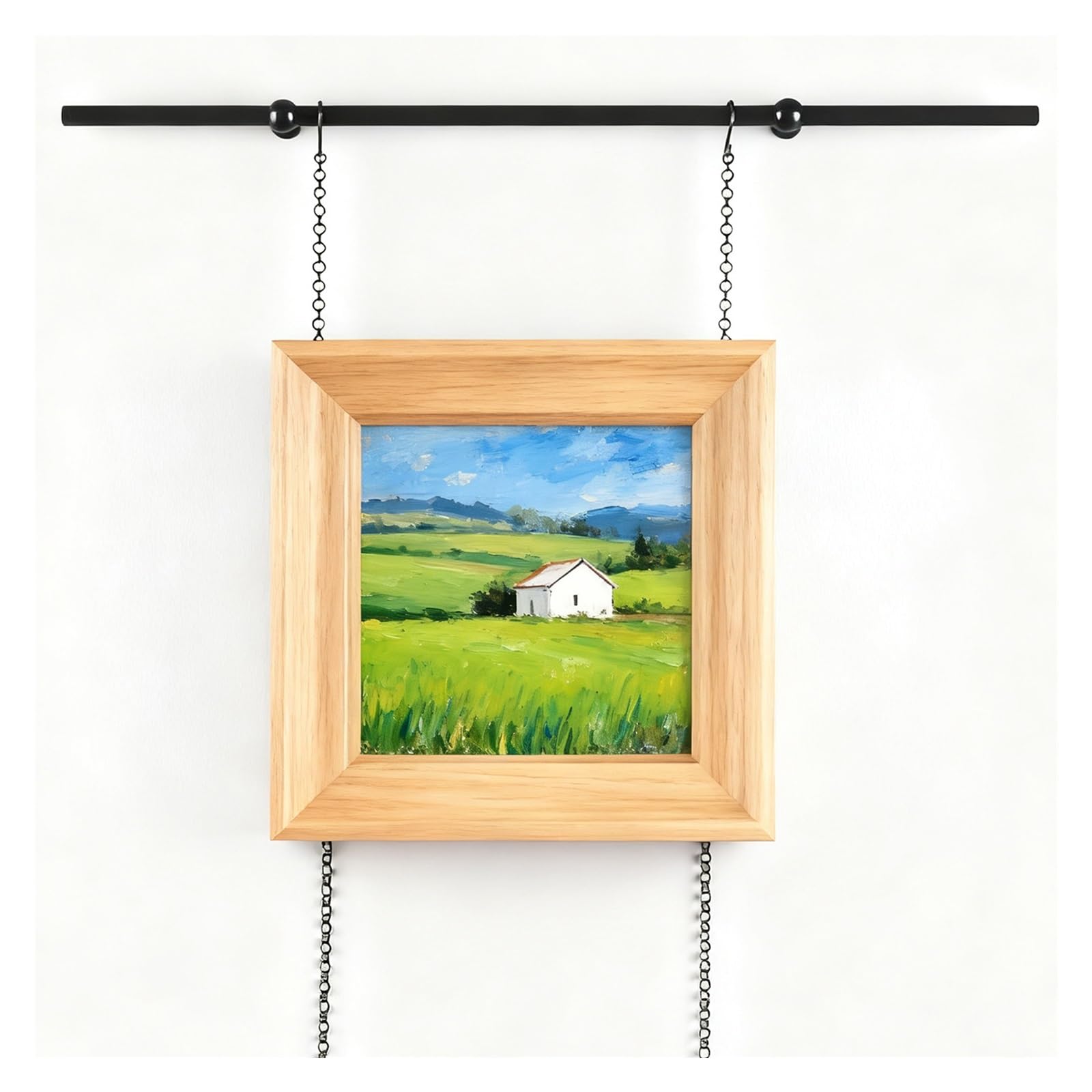 Barra colgante de galería con cadenas, kit de colgar cuadros para marcos, arte, carteles, colgador de pared resistente para el hogar, estudio, exposición