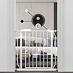 ALLAIBB Narrow Walk Through Baby Gate Auto Close Tension White Metal Child Pet Safety Gates with Pressure Mount for Stairs,Doorways and Baniste(29.13-33.86/74-86cm)