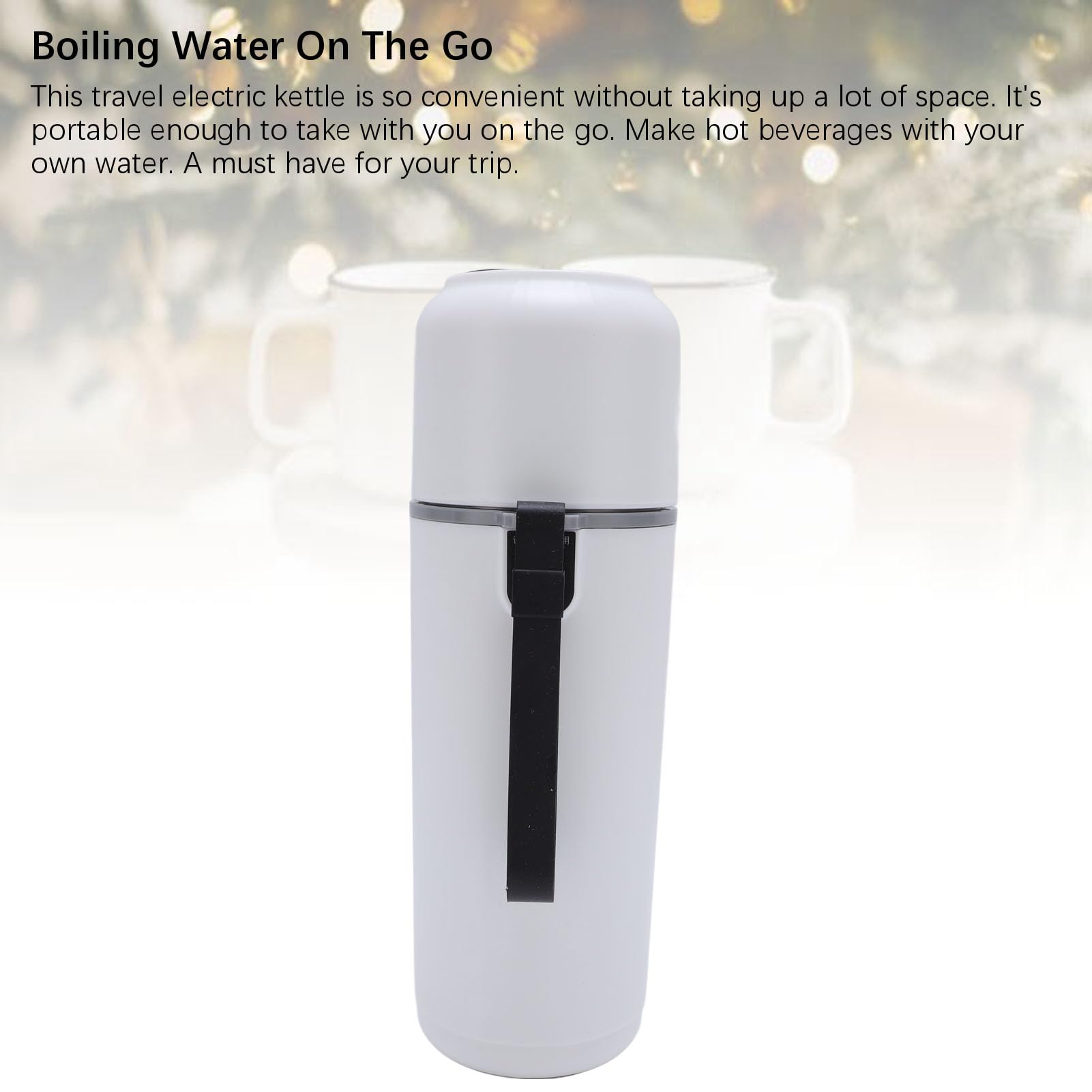 Taza calefactora portátil para coche, Hervidor eléctrico de viaje de 500ml, 12V, 24V, caldera de agua portátil, taza calefactora para coche, camión, acero inoxidable 316 (Blanca)