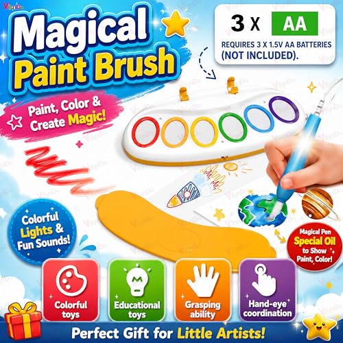Image of VikriDA Color Wonder Magic Light Brush for Kids | Mess Free Painting Station & Drawing Activity Toy for Toddlers | Creative Learning Toy for Boys & Girls Age 3, 4, 5 Years | Multicolor (Big)