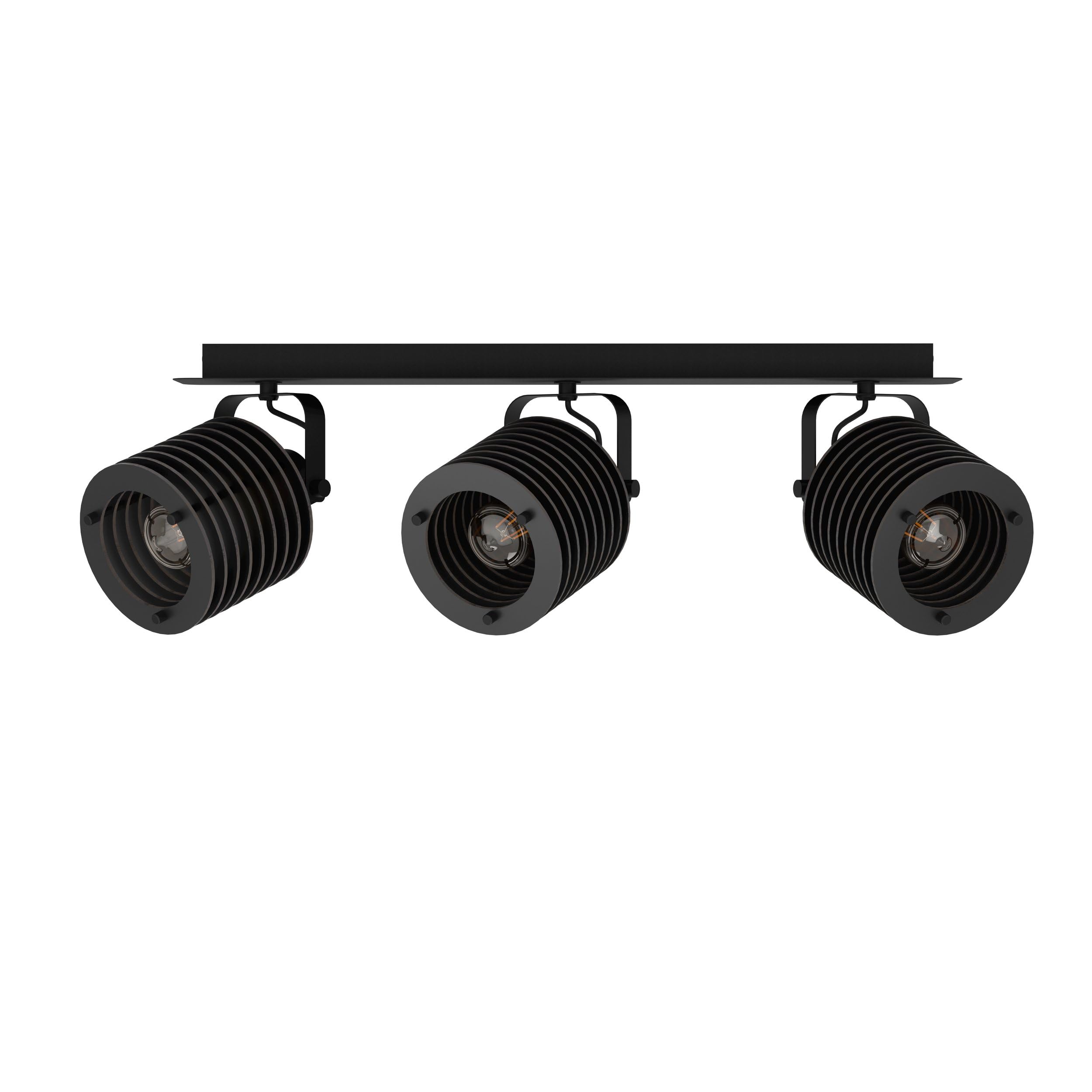 EGLO Deckenstrahler Segovia, 3-flammige Deckenlampe mit schwenkbaren Spots | Deckenleuchte Industrial Design aus Metall und Holz in Schwarz, Deckenspot mit E27 Fassung