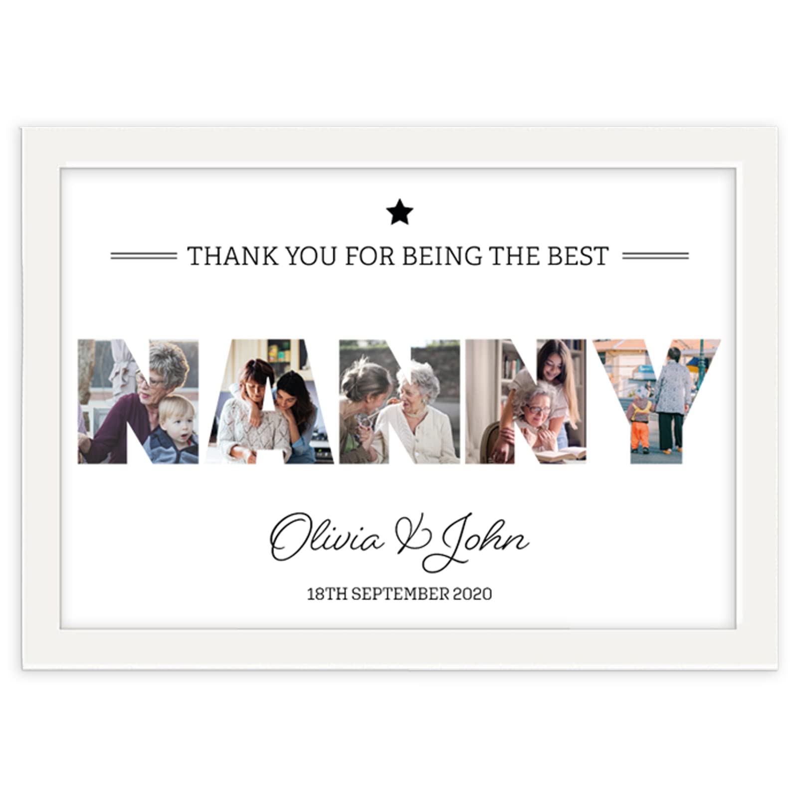 You Personalise White A4 Nanny Personalised Photo Collage Framed