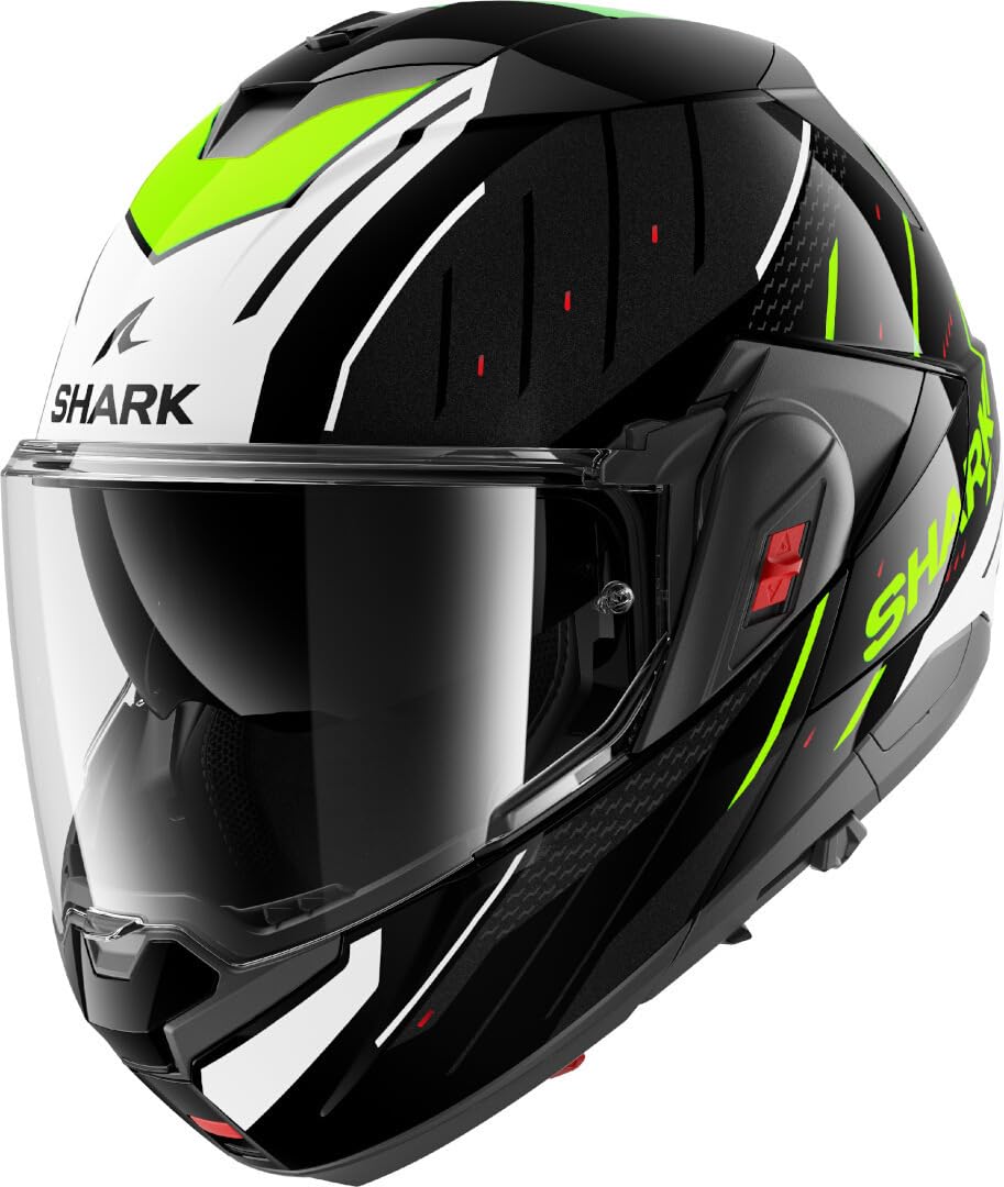 SHARK, Casco Moto Modulare OXO RYDGER Black White Yellow KWY, L