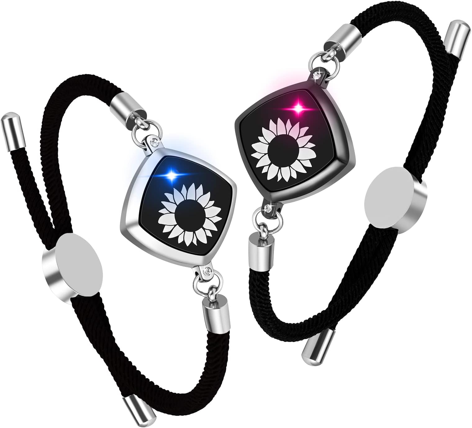 Long Distance Touch Bracelets Jewelry Set of 2, Remote Smart Connection Love Bracelet, People Around You Closer Than Ever, No Matter Where They Are/Send SOS SMS, Relationship Bracelets for Couples