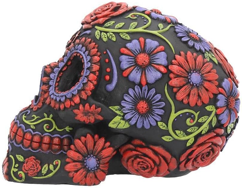 Nemesis Now Sugar Blooms Skull Figurine 18cm Black, Resin image 3
