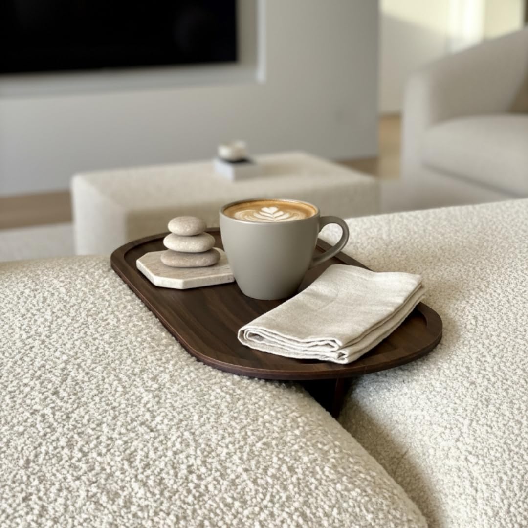 MASON HOME Elm Sofa Tray - Dark Brown | Engineered Wood | Dining Tray | Home - Office - Living Room - Bed Room | Café & Hotels | Furniture | Serving Platter for Drinks - Appetizer - Snack Bowls