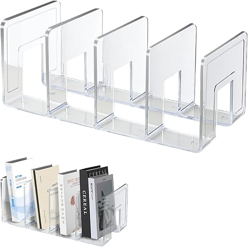 Arimilk Organizador de archivos de escritorio de acrílico, bolso transparente, bolso de mano, 2 unidades, clasificador de carpetas divisoras de