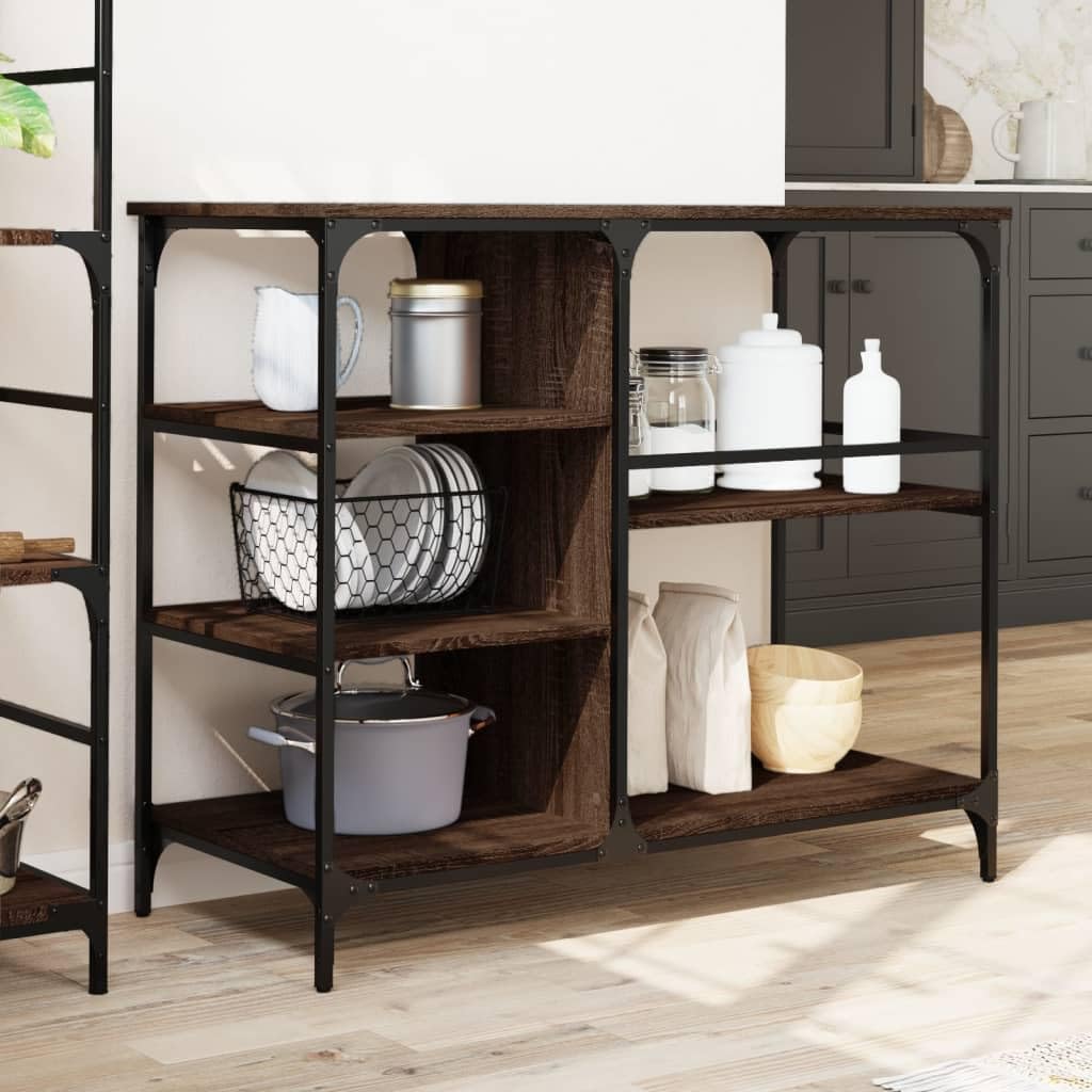 Carrello da cucina con ruote in legno e acciaio