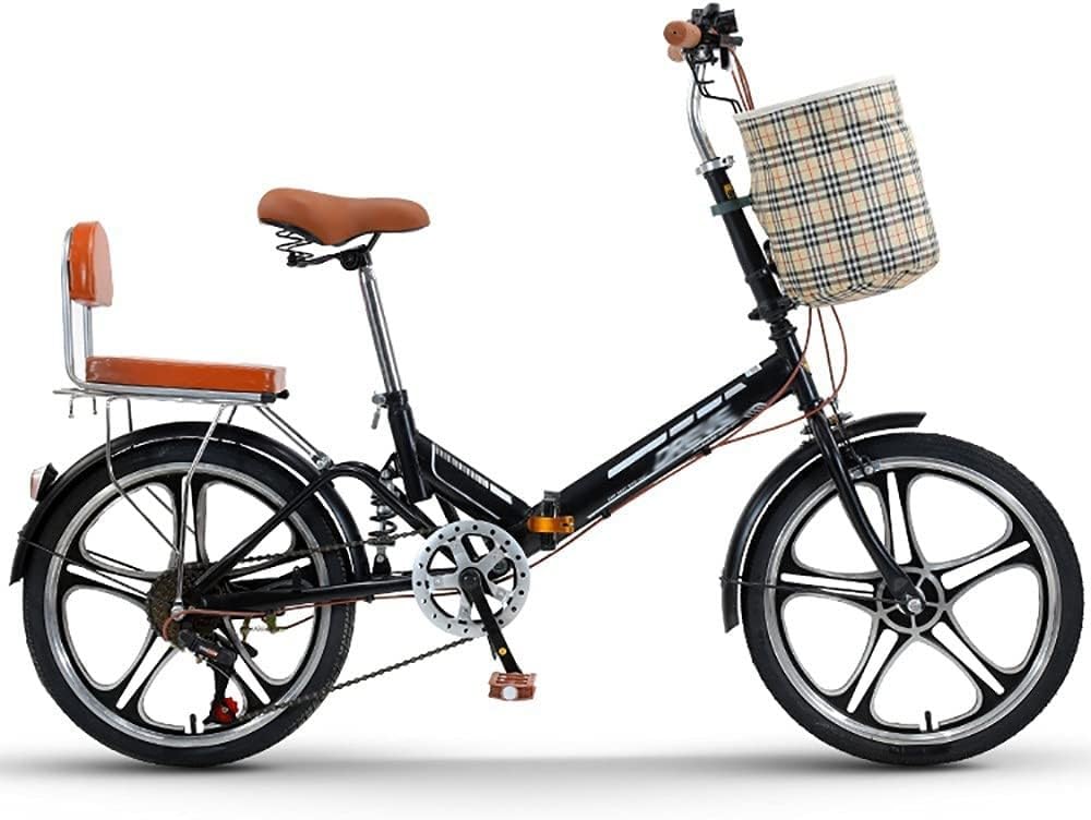 Kcolic 20 Zoll Faltrad Citybike, Ultraleichtes Tragbares Faltrad, Retro Stil Citybikes Faltbares Trekkingrad, Leichtes Fahrrad Für Ausflüge Im Freien Black,20inch Sport & Freizeit