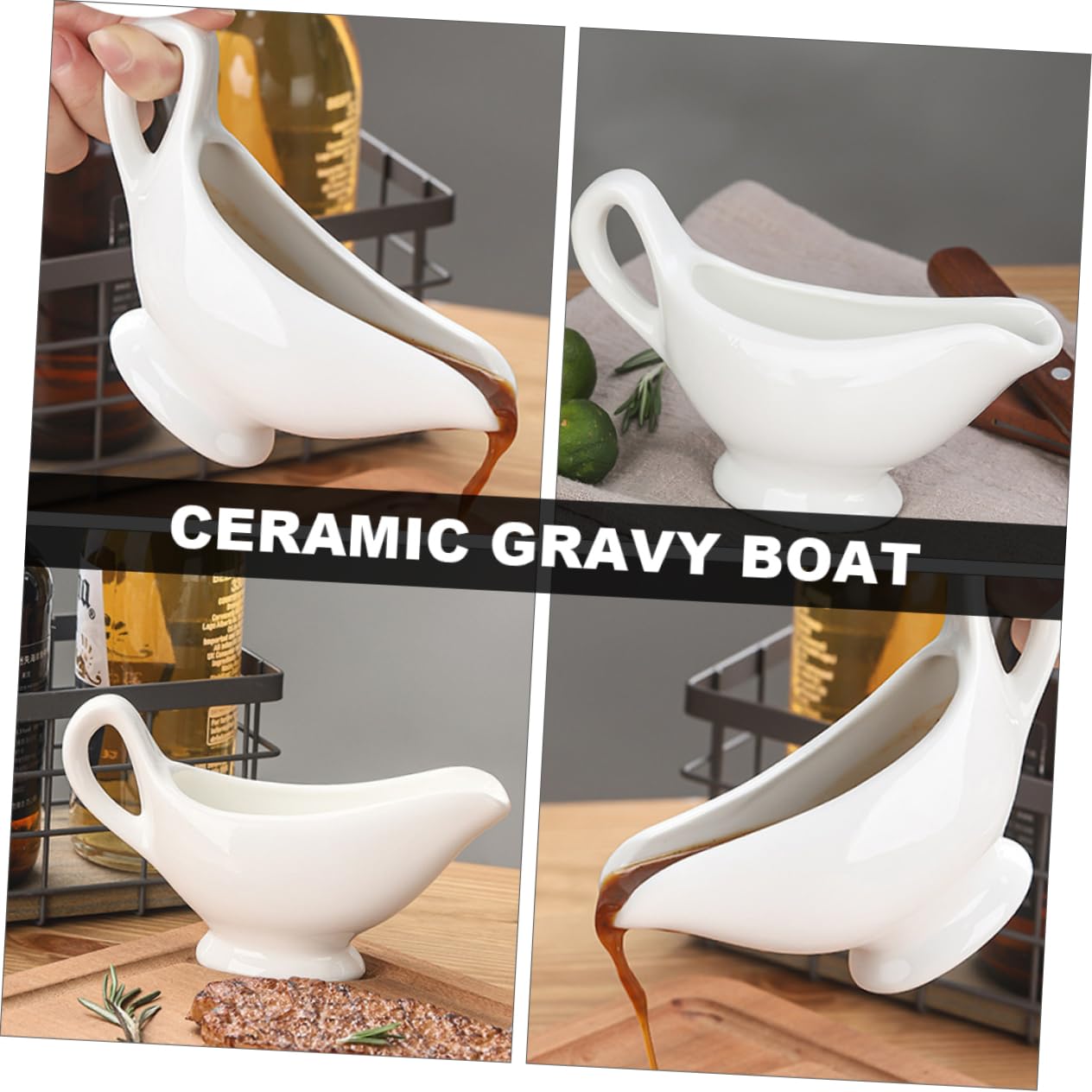 Unomor 2Pcs Ceramic Condiment Cups Multi Function Sauce Boats for Gravy Vinegar and More Elegant Table Decor for Homes Hotels and Restaurants