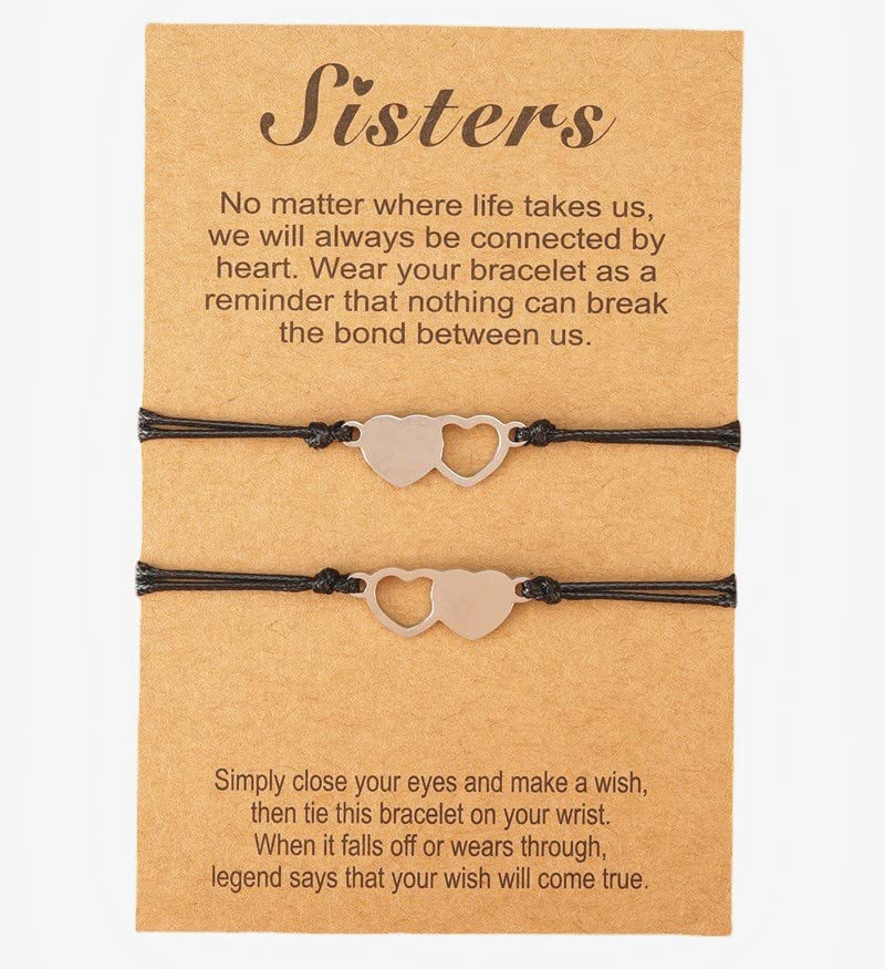 GUANGHE 2/3/4/5 Pcs Matching Heart Distance Bracelets Friendship Gift for Sisters Best Friends Cousins Girls Women Pinky Promise