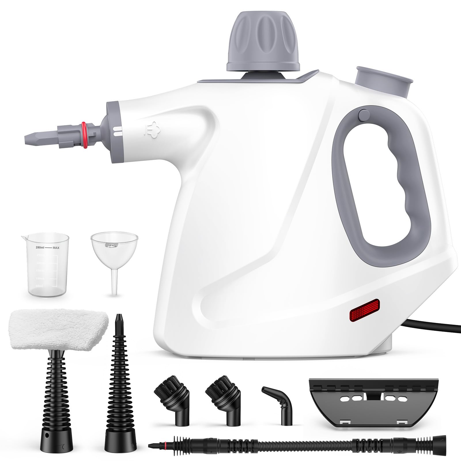Vaporeta Limpieza Hogar, 1050W 3,2Bar 110°C, Depósito 450ML, Vaporeta de Mano con 10 Accesorios, 100% Sin Químicos, Limpiador Vapor Portátil para Casa, Sofa, Coche, Azulejos, Juntas, Grasa & Suciedad